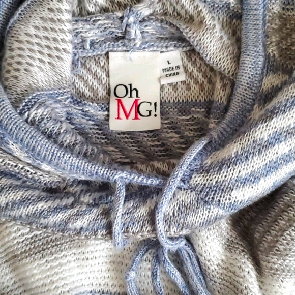 Oh MG! blue/grey/white striped sweater with hood - Picture 3 of 8